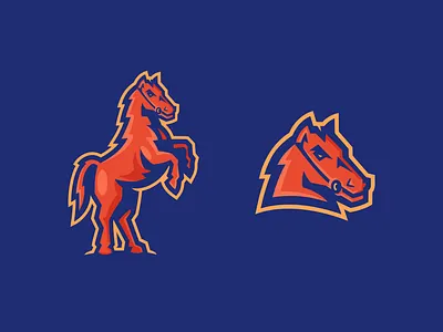 Bronco Mascot animal athletics blue branding bronco design gold graphic design horse illustrator mascot orange sports