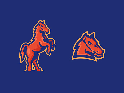 Bronco Mascot animal athletics blue branding bronco design gold graphic design horse illustrator mascot orange sports
