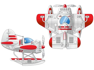 Amphibian seaplane. amphibian flight