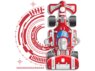 Racing car on an abstract technological background. abstract racing