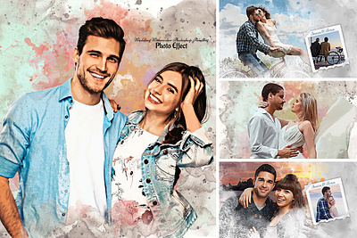 Wedding Watercolor Painting Effect 3d abstract animation branding drawing graphic design logo motion graphics mrikhokon photo effect photoshop photoshop action ui