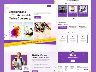 Elearning Platform Landing Page course design education education website elearning landing page learn online class online courses study teacher ui uiux ux visual design web web design website