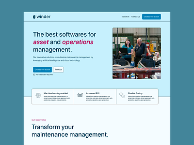 Landing page - asset maintenance and management asset blue car hero section landing page line operations web