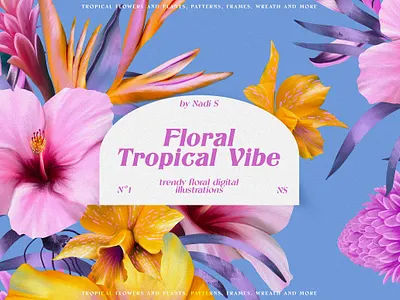 Floral Tropical Vibe - Illustration Kit branding design download element elements free free download graphic design illustration logo pattern