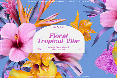 Floral Tropical Vibe - Illustration Kit branding design download element elements free free download graphic design illustration logo pattern