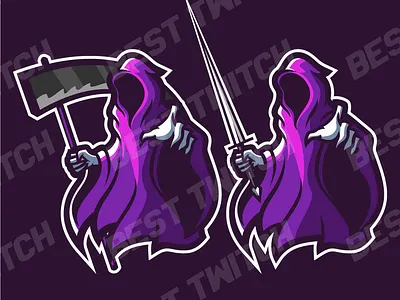 Purple Twitch gaming reaper logo ! BestTwitch best twitch badges branding design graphic design illustration logo motion graphics new badges sub badges ui