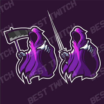 Purple Twitch gaming reaper logo ! BestTwitch best twitch badges branding design graphic design illustration logo motion graphics new badges sub badges ui