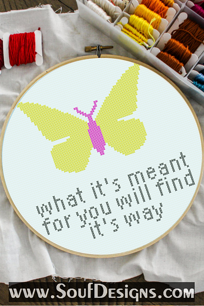 Butterfly Quote Embroidery Cross Stitch Pattern embroidery