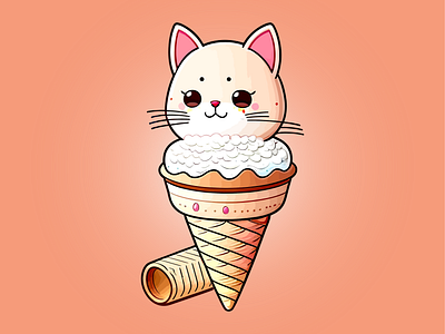 Cute Cat Ice Cream Cartoon Vector Icon Illustratio branding cute design graphic design illustration logo vector