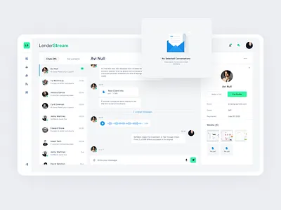 LenderStream | Crowd-funding platform chat clean design funding funds green grey investment lender light message messaging minimal money platform profile treat ui ux white