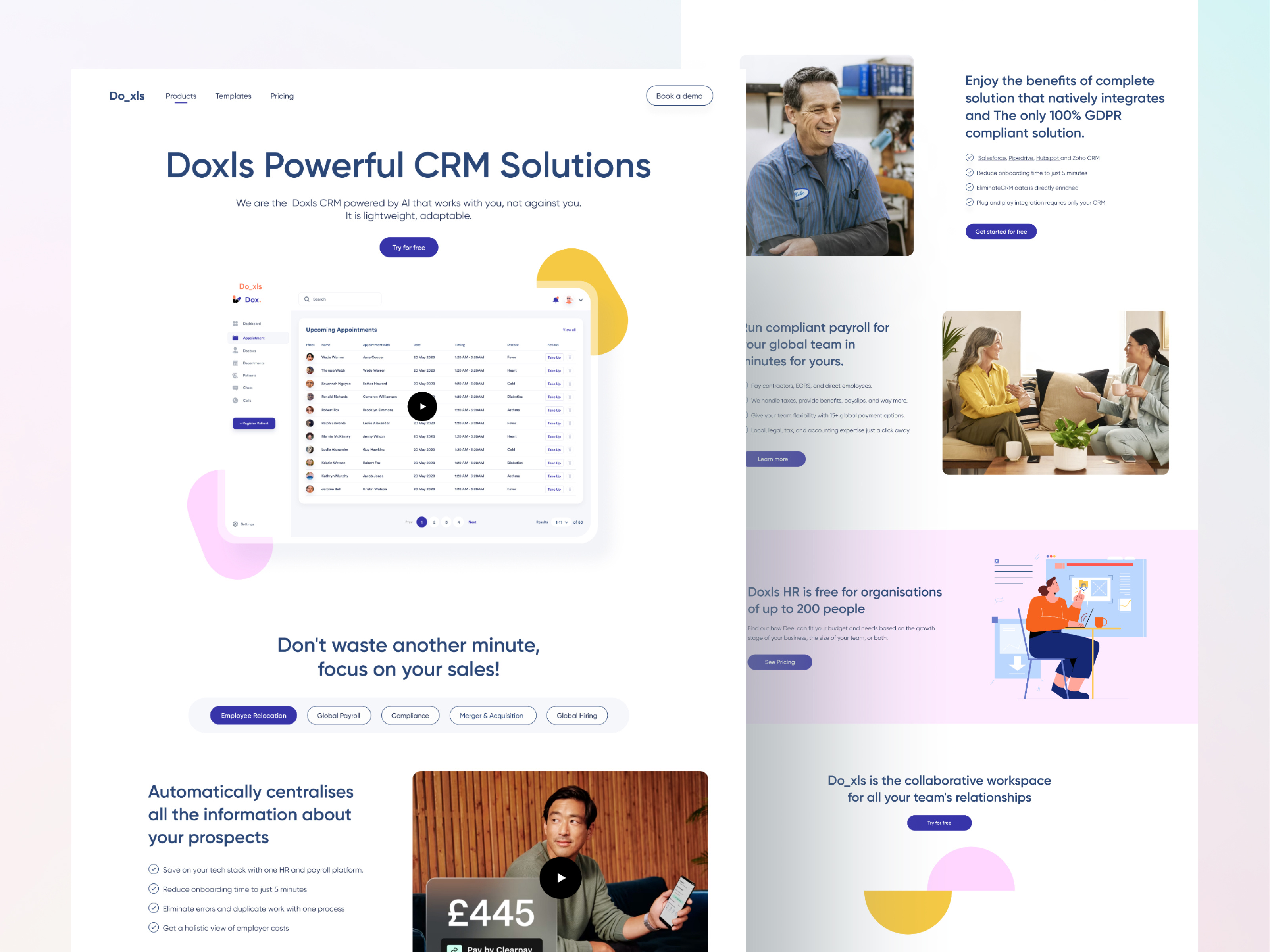 Saas Landing Page for CRM Startup app clean design creative homepage interface design landing page designer luxury modern saas ui uiux visual design webdesign website
