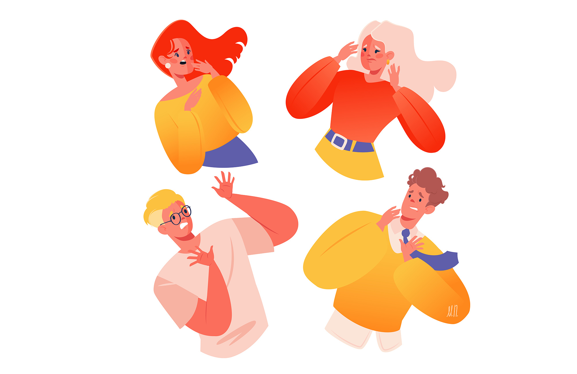 People emotions 😨 scared 2d adobe illustrator an emotional face character design concept digitalart emoji emotional illustration man people skared vector women