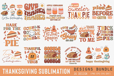 Thanksgiving Sublimation Designs Bundle decorative