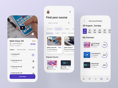 Online Course App app appdesign design mobileapp typography ui uiux ux webdesign