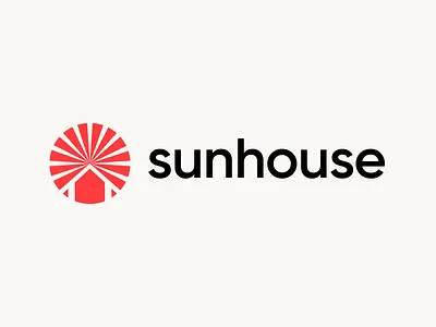 Sun & house logo concept black branding circle clean design geometric graphic design house logo logo design minimal red sun sunburst ui