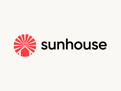 Sun & house logo concept black branding circle clean design geometric graphic design house logo logo design minimal red sun sunburst ui