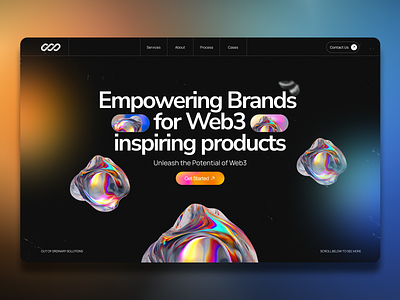 Web3 Branding Agency 🧿 | Hero Screen 3d 3dbulb abstract agency branding colors design graphic design illustration inspiring lights productdesign ui ux web3