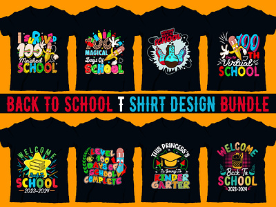 Back to school T-shirt designs bundle school bookschool notebook