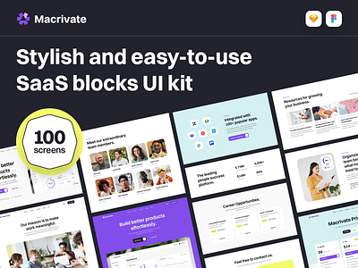 Macrivate - SaaS Blocks UI Kit clean landing page saas startup template ui ui kit ui8 website