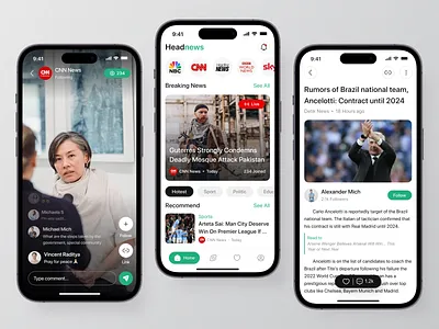 Headnews - News App app app design app interface app ui design article blog blogger clean comment detail feed green live live stream mobile mobile app mobile news mobile ui design news streaming