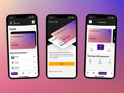 Finance Management UI screens banking cards debitcard finance financemanagement mobile payment screen screens transcations ui