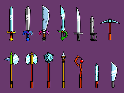 Free CC0 Melee Weapon Vector Sprites Pack axe cartoon customization fantasy game gameart generator hammer rpg sprite sword vector videogame weapon