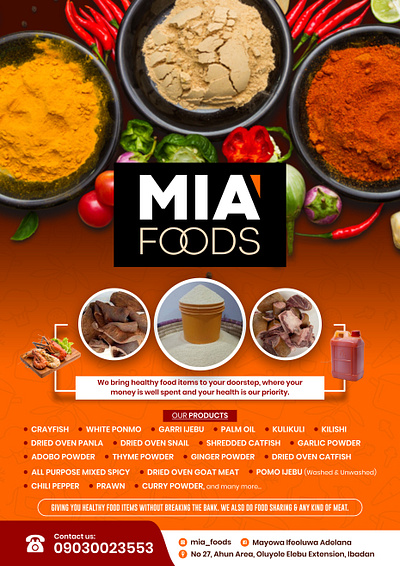 Mia Foods branding design flyer graphic design illustration