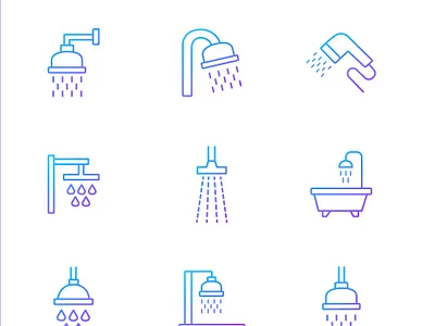 Bulkicons - Modern Shower animation besticons bulkicons gradient icons graphic design icons modern motion graphics outline shower ui