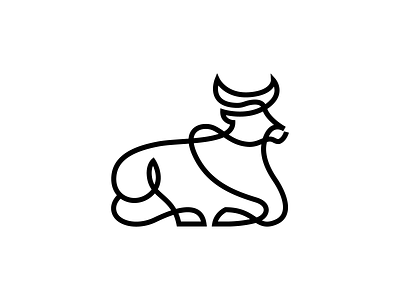 Bull animal logos animals branding bull con continuous line drawing icon identity india line logo logo designer love mark minimal monoline simple single line sitting