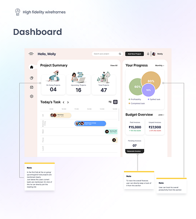 Dashboard for Freelancers 3d 3dillustration affinitymapping concept figma freelancedashboard graphic design ideas moodboard persona productivity prototyping task tracker ui user flow user journey user research user testing visual wireframes