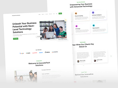 "Innovate Tech Solutions" Website Design - Modern and Clean agency website app artificial intelligence branding clean interface corporate design graphic design landing page minimalism mordern tech typography ui user experience user research ux webdesign