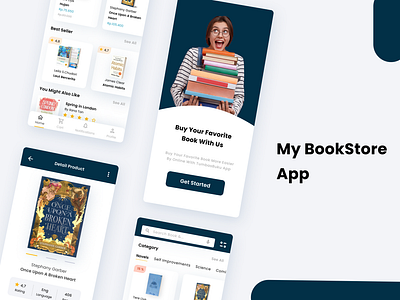 My BookStore App app bookstoreapp graphic design literacy mobile ui uiux ux