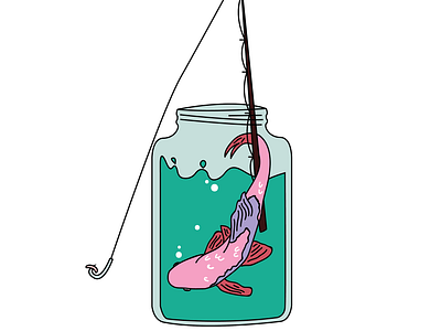 Fish in a Jar aquatic art artistic expression conceptual art contrasts design digital art fish fishing pole freedom illustration irony jar metaphorical surrealism symbolism vector art