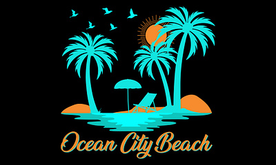 Ocean City Beach T shirt Design city design illustration ocean summer t shirt t shirt design typography vector