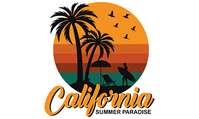 California Summer Beach T shirt Design beach california design illustration paradise summer t shirt t shirt design typography vector