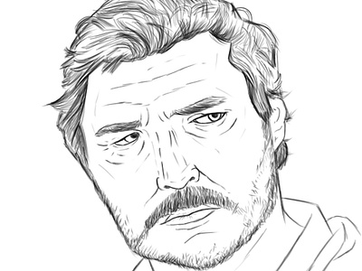 Pedro Pascal portrait art artistic technique basic black and white character design deaw digital art digital painting face fanart gray illustration light and shadow pedro pascal pencil portrait realism realist sketch the last of us