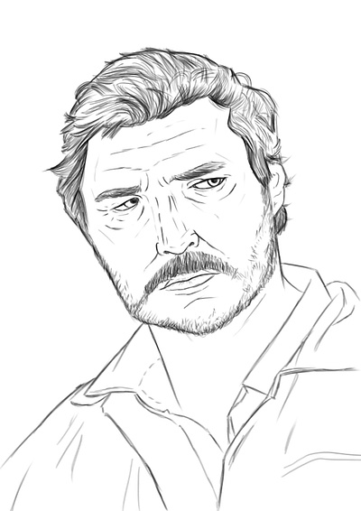 Pedro Pascal portrait art artistic technique basic black and white character design deaw digital art digital painting face fanart gray illustration light and shadow pedro pascal pencil portrait realism realist sketch the last of us