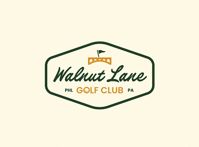 Walnut Lane Colf Club Logo badge bridge flag golf golf club golf course logo patch script vintage