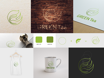 Green tea logo design branding design digital art green tea illustrator logo logo design showcase