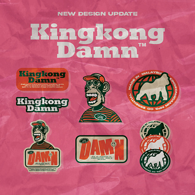 Kingkongdamn Sticker Pack branding design graphic design illustration logo typography vector