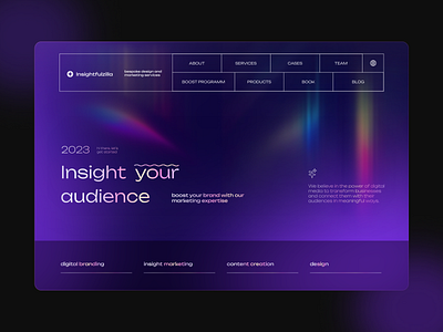 Home page of the marketing and design website branding content design digital branding gradient home page logo main page marketing typography ui ux webdesign website