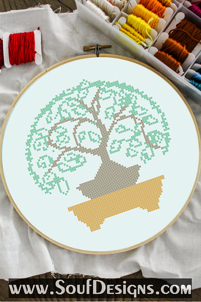 Bonsai Simple Embroidery Cross Stitch Pattern embroidery