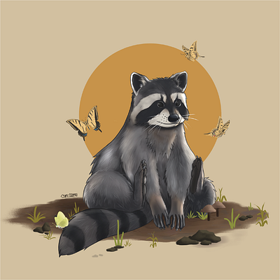 Mapache character design illustration racoon