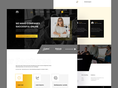 2S - Landing page website agency app branding clean creative agency dashboard design digital marketing feature hero section homepage icons illustration landing page logo minimal modern ui website yellow