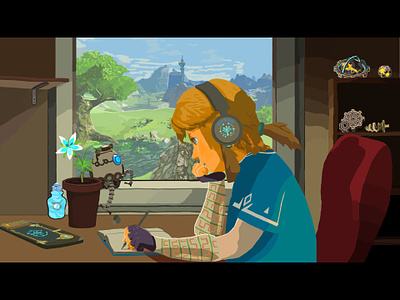 LoFi style Legend of Zelda Illustration affinity illustration zelda