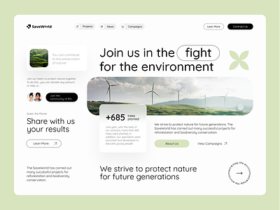 Nature Protection Company Landing Page air pollution alternative energy climate climate change crypto eco activists eco friendly ecology environment green landing page nature nature pollution recycling saas save planet save world startup water webdesign