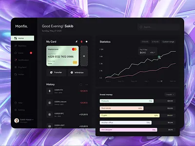 Fintech Dashboard Design admin analytics banking branding clean dashboard finance finance dashboard financial fintech flamekast investment management overview payments product saas uiux user interface wallet