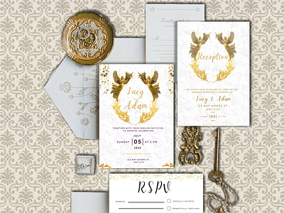 Sophisticated Wedding Invitation Set Design editable emplate elegant graphic graphic design illustration photoshop template design