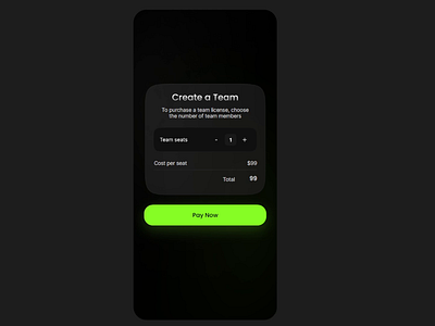 Team License Purchase UI ai animation branding checkout clean dark mode digital dollar figma graphic design green dark interface licence mobile design payment purchase sales ui ui ux web design