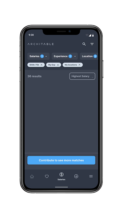 Architable flow: View submissions animation app design mobile ui user experience
